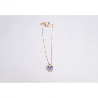 COLGANTE ARTESANAL DE LATÓN REDONDO RESINA LILA