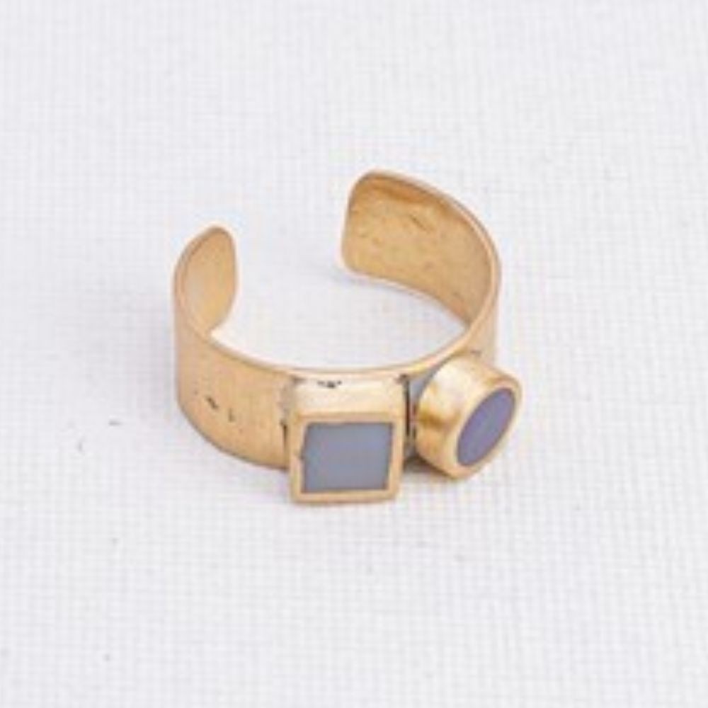 ANILLO DE LATÓN Y RESINA DE COLORES CON LILA