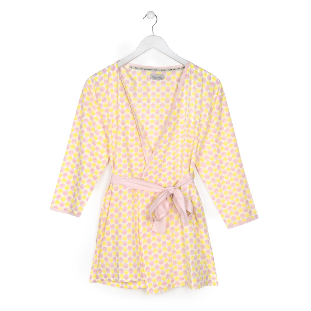 KIMONO ALGODÓN ECOLÓGICO FUJI PINK DOTS ROPE KIMONO ALGODÓN ECOLÓGICO FUJI PINK DOTS ROPE